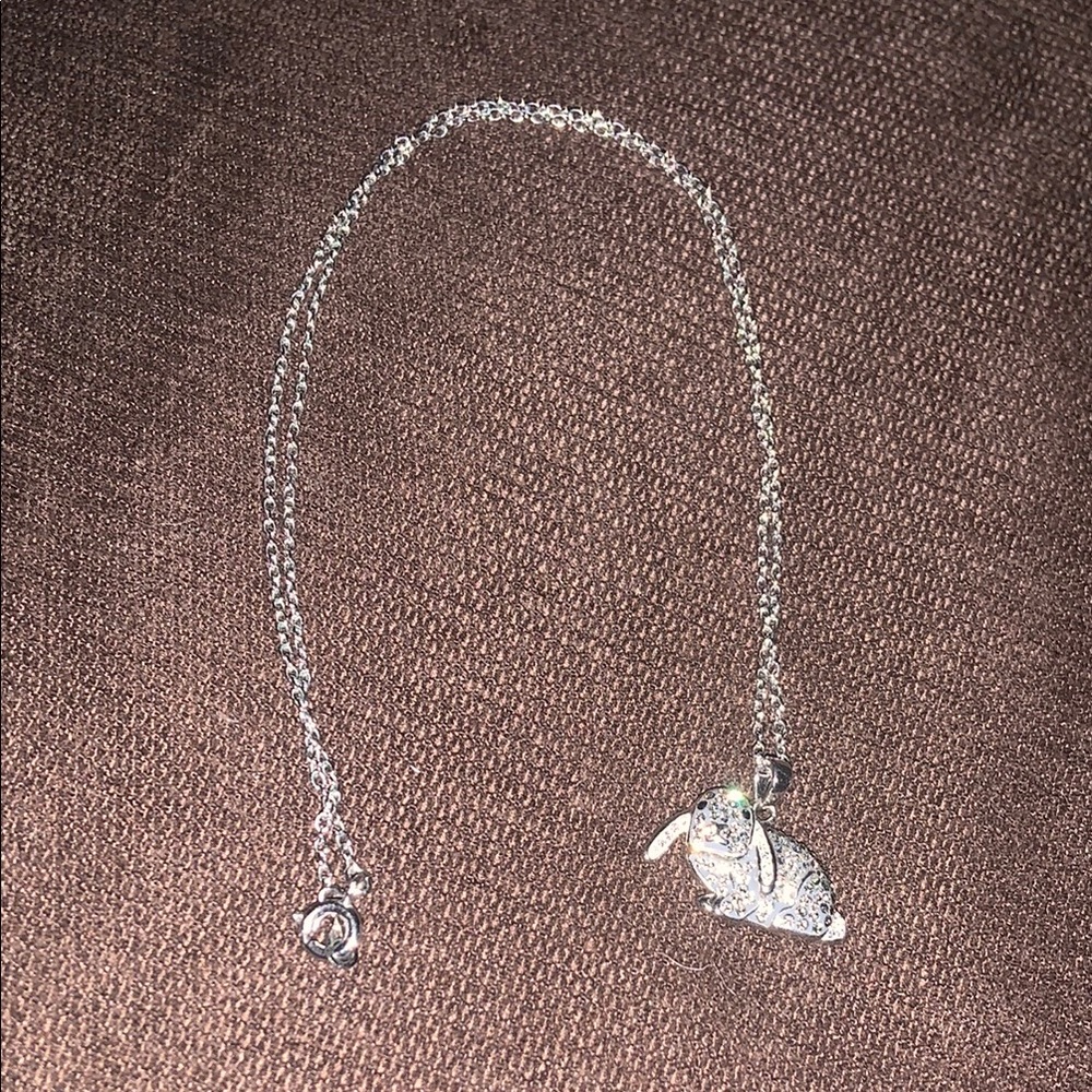 Rhinestone Studded Rabbit Pendant Necklace